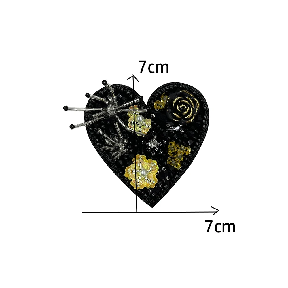 Handmade Beading 3D Rhinestone Heart-shaped tassel clothing patch,Sewing Supplies, Cute Patches, Love Medal, Fabric Accessories