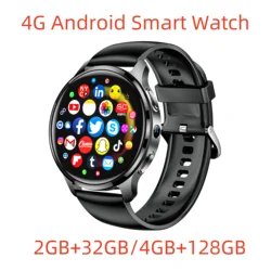 2024 P68 4G Android Smart Watch 466*466 Amoled With 500W Dual Camera Heart Rate GPS WIFI 4GB+128GB Bluetooth Smartwatch For Men