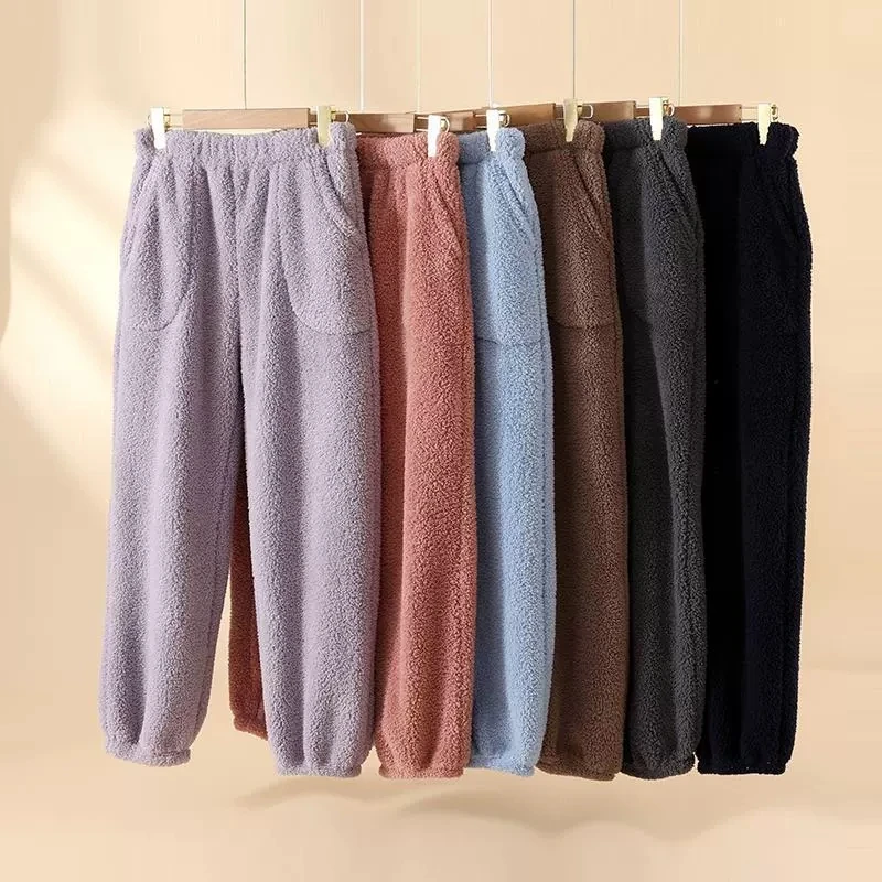 

Comfortable Winter Thick Flannel Pajama Pants New High Waist Fleece Warm Home Trousers Soft Sleepwear For Lounge Bottoms