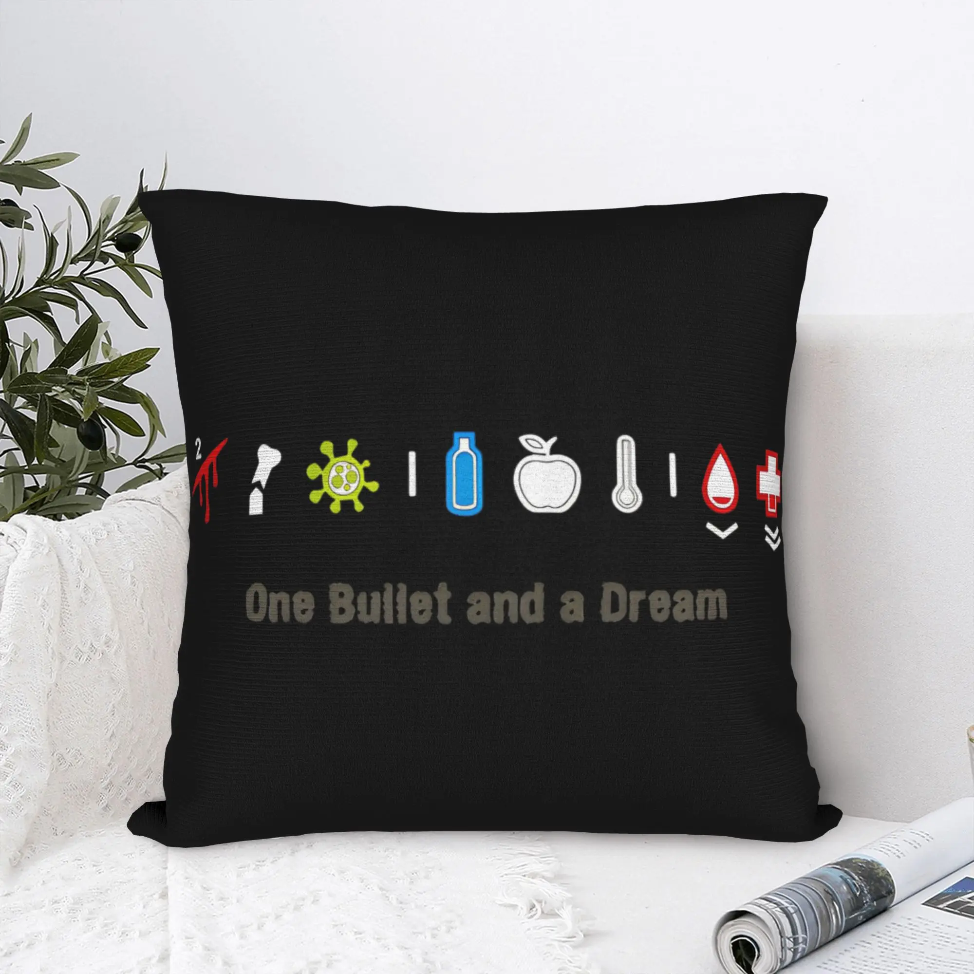 

Printed DayZ One Bullet and a Dream Pillowcase Fabric Cushion Cover Shotting Game Throw Pillow Case Cover Home Wholesale 18"