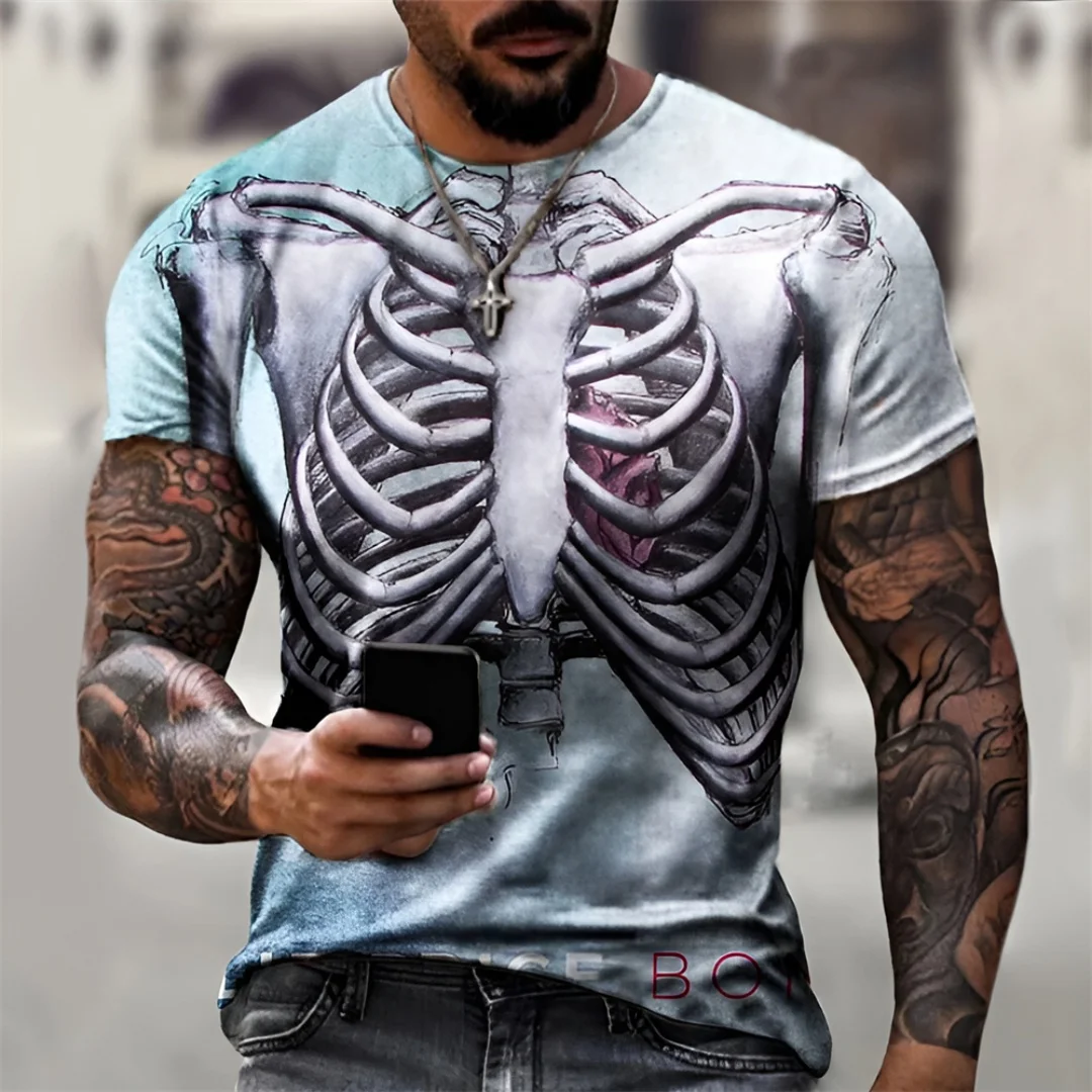 3d プリントハロウィンスカルグラフィック Tシャツ夏のスポーツレジャー速乾性メンズ Tシャツ子供服 Tシャツ Y2k 女性