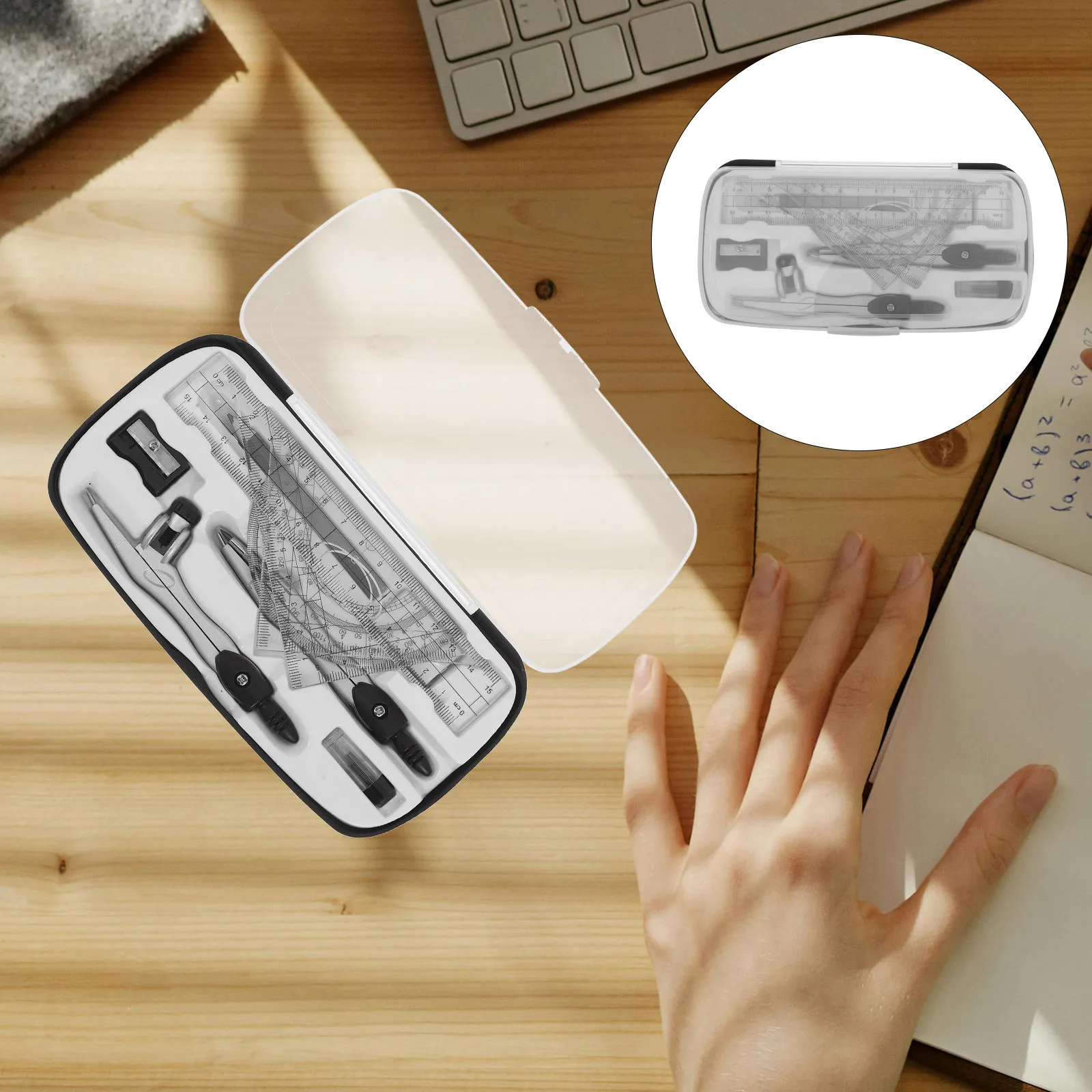 

1Set Set Geometry Supplies Math Protractor Ruler Drawing Tools Precision Study Kit School Supplies