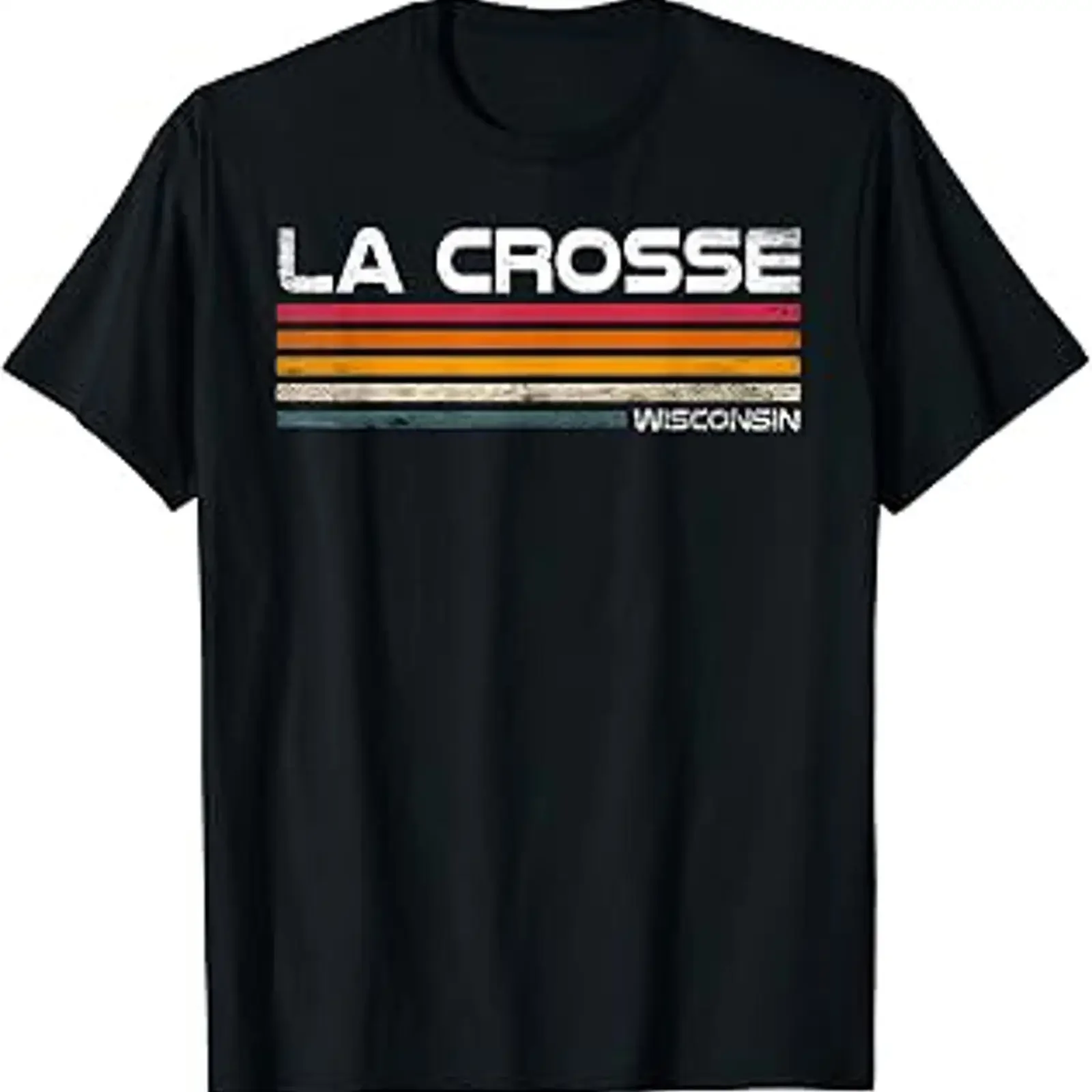 La Crosse Wisconsin Retro Stripes Vintage City Design Affordable T Shirt vintage Washed Breathable Casual Top For Everyday Wear