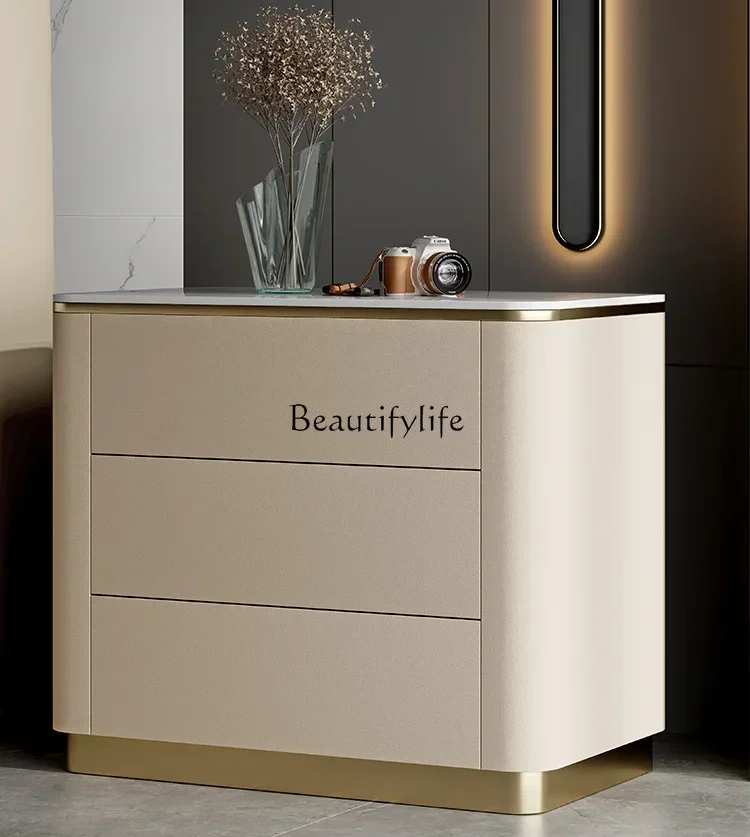

FG40Italian light luxury bedside table leather storage minimalist high-end storage locker