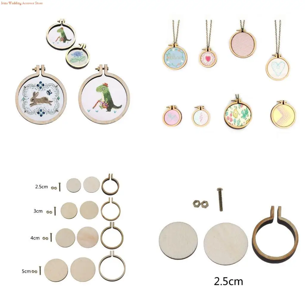 

G92D DIY Wooden for Cross Stitch Hoop Mini Ring Embroidery Circle Sewing Frame
