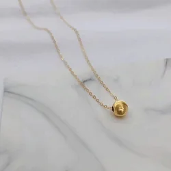 SMILE Real 18K Gold Necklace Solid Gold Beads Pendant Pure AU750 For Women Fine Wedding Gift XL0032