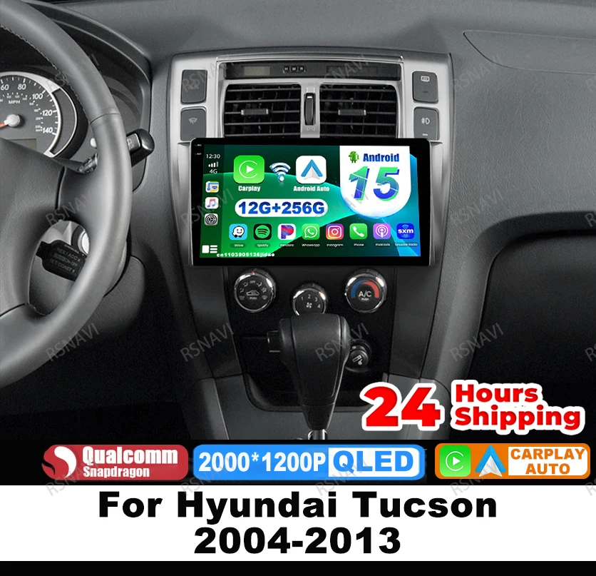 

Автомобильное радио Android 15 для Hyundai Tucson 2004-2013 DVD DSP головное устройство QLED Viedo плеер BT мультимедиа авторадио стерео 5G WIFI GPS