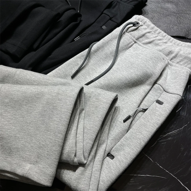 

Мужские повседневные брюки из ткани Toray с воздушным слоем на молнии, однотонные спортивные штаны, свободные молодежные брюки, осеннее новое поступление