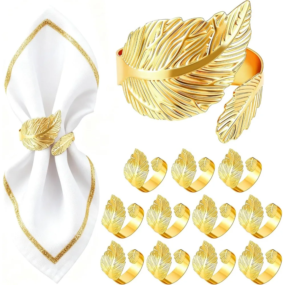 

12-Pack Elegant Napkin Rings, Premium Metal Napkin Holders for Wedding, Daily Dining & Holiday Decor, Polished Gold & Silver Nap