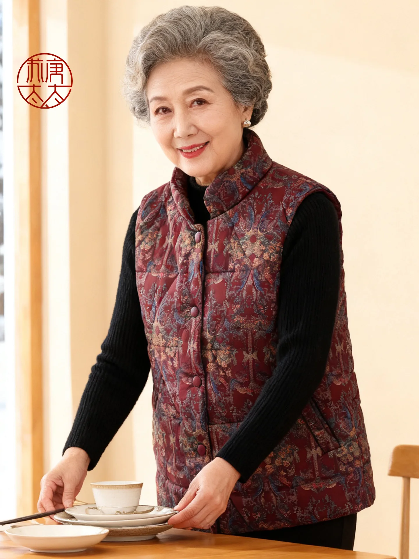 

Warmthly Faionable Women's down Cotton Vest Autumn Sle Outerwear ly Ladies Coat Jaet Traditional Pattern Single Bu...