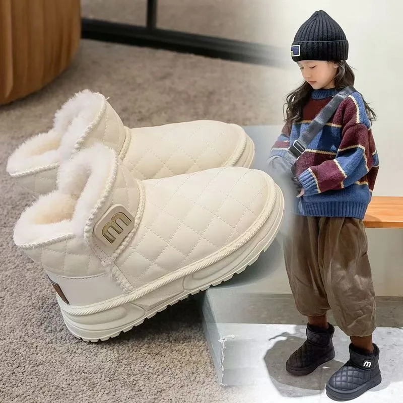 

2025 Winter Children's Snow Boots Thick Warm Cotton Shoes for Boys Girls Thick Warm Faux Fur Plush Boots Kids Winter Warm Shoes