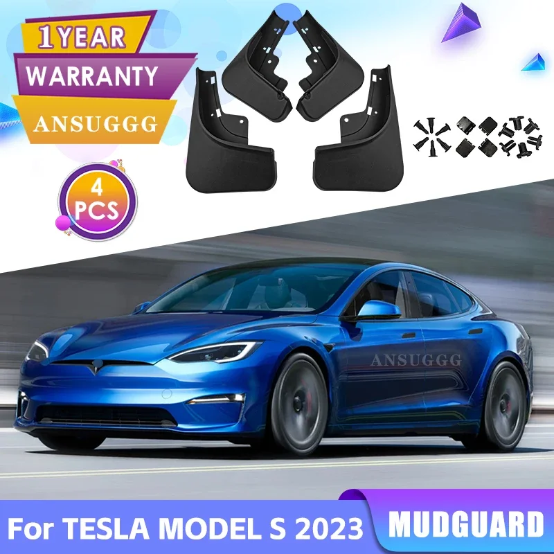 Mudguard For Tesla Model S 2023 Plaid Mud Flaps Splash Guards MudFlap Car Accessories Front Rear Wheels Fender 4Pcs