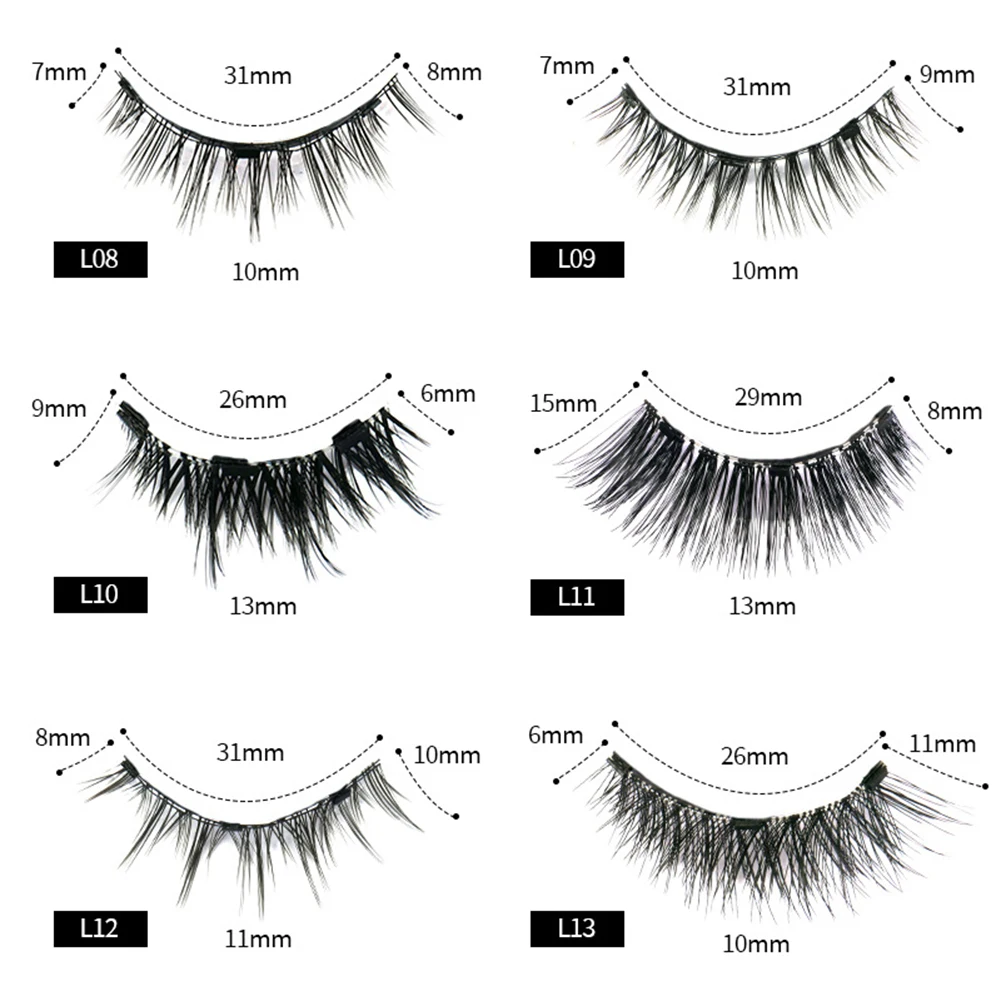 Kit de cílios magnéticos para mulheres com aplicador cílios postiços finos sem cola sem forro cílios magnéticos reutilizáveis à prova d'água