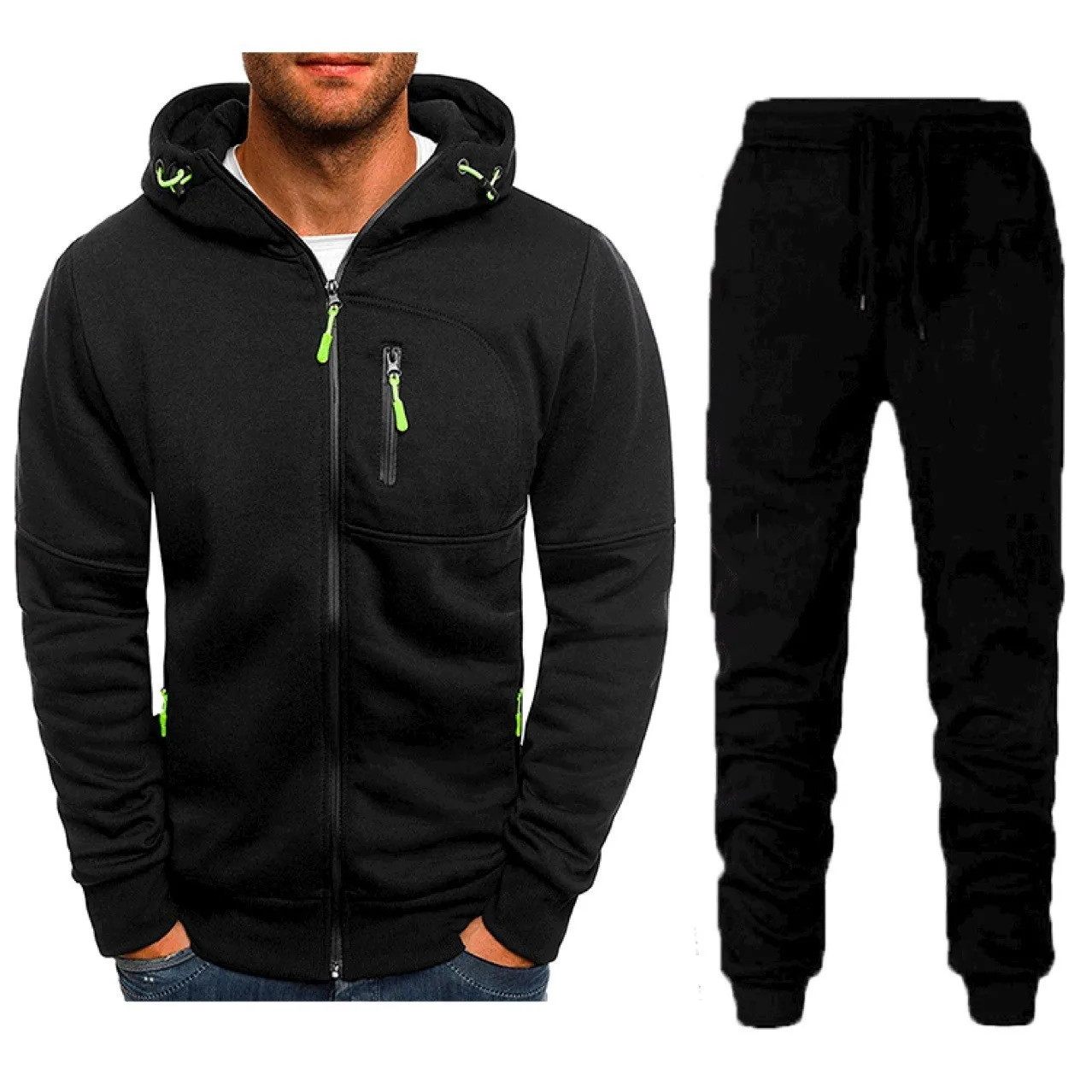 

2025 New Men Sports Set Zip Up Hoodie Jogger Two Piece Outfit Running Outdoor Training Suit Classic Tracksuit