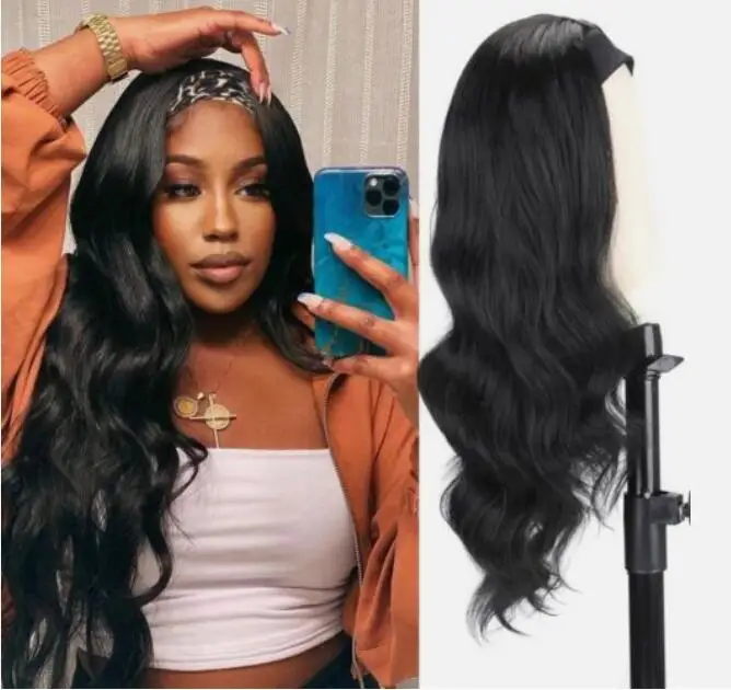 

Long Wavy Black Headband Glueless Heat Safe Synthetic Wigs for Black Women