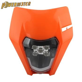 Headlight License Plate Motorcycle LED For KTM EXC 300 XC SX 125 250 350 450 Round Wick Dit Bike Supermotor Enduro Accessories