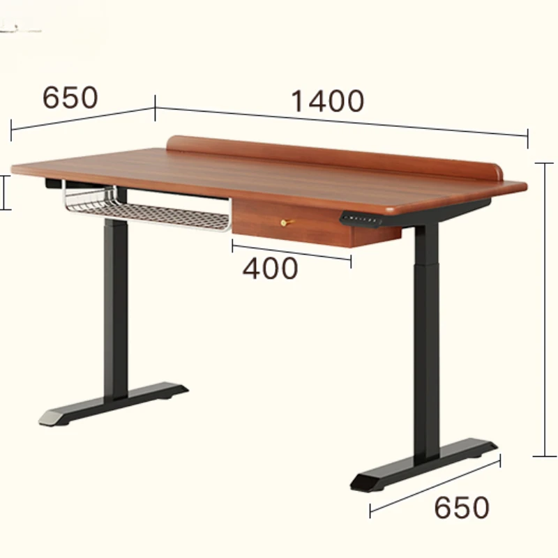 

Y Solid wood electric lift desk French retro home bedroom office workbench Intelligent learning computer desk Book desk