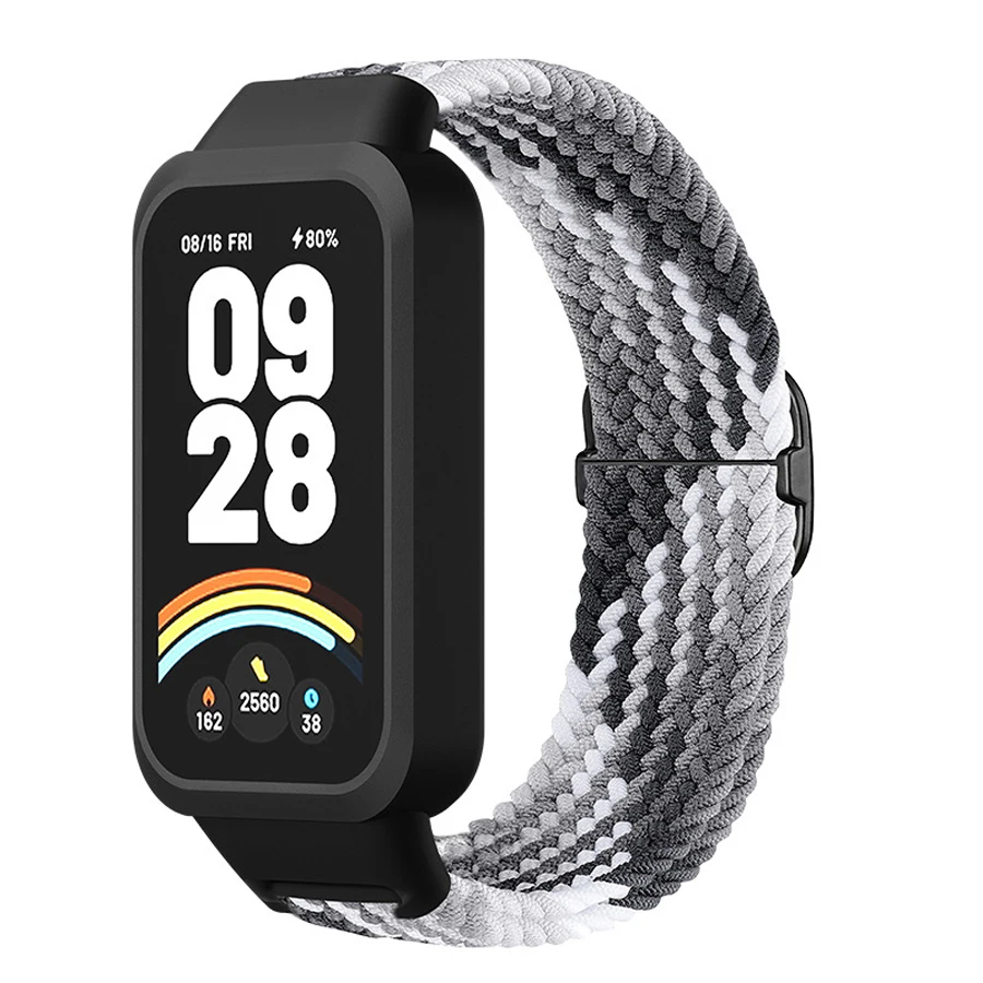 Case+gevlochten band voor Xiaomi Mi Band 9 Active Sports Nylon armband Correa voor Redmi Band 3 Polsband accessoires