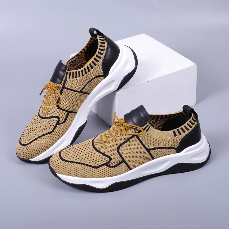 Fashion Trendy Men's Knitted Upper Sneakers Breathable Lightweight Daily Casual Sports Footwear Multi-Color Size 38-46 - view 3
