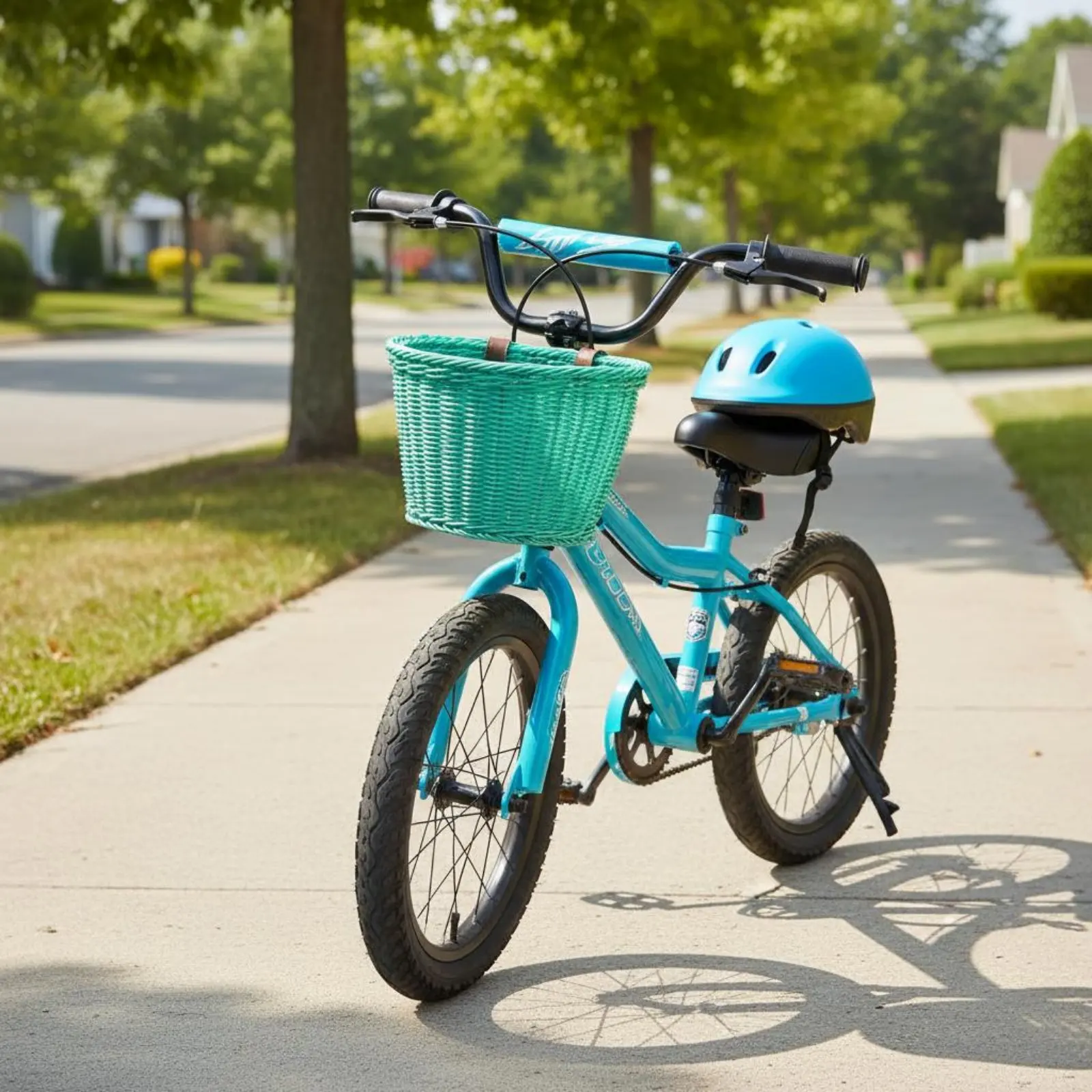 

Faux Rattan Cycle Basket Sturdy Framework Kids Bike Basket Easy to Clean Adjustable PU Belts for Children