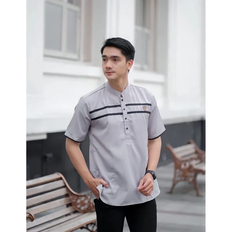 2025 ฤดูร้อนโมเดิร์นมุสลิมเสื้อสําหรับชาย Koko Kurta ปากีสถาน Cool Soft แขนสั้นธรรมดาและปัก