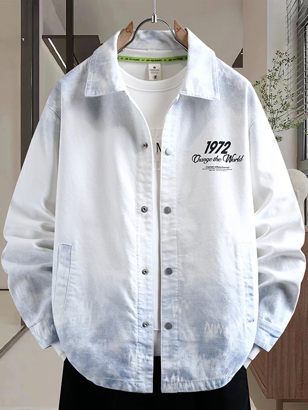 

Повседневная свободная хлопковая джинсовая рубашка для подростков с длинным рукавом и воротником, модный топ в американском ретро-стиле для осени