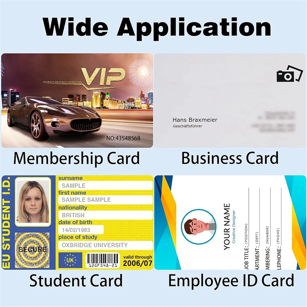 

PVC Cards 50 Pack Premium Blank PVC Cards CR80 30Mil Graphic Quality White Plastic Cards for Photo ID Badge Printers