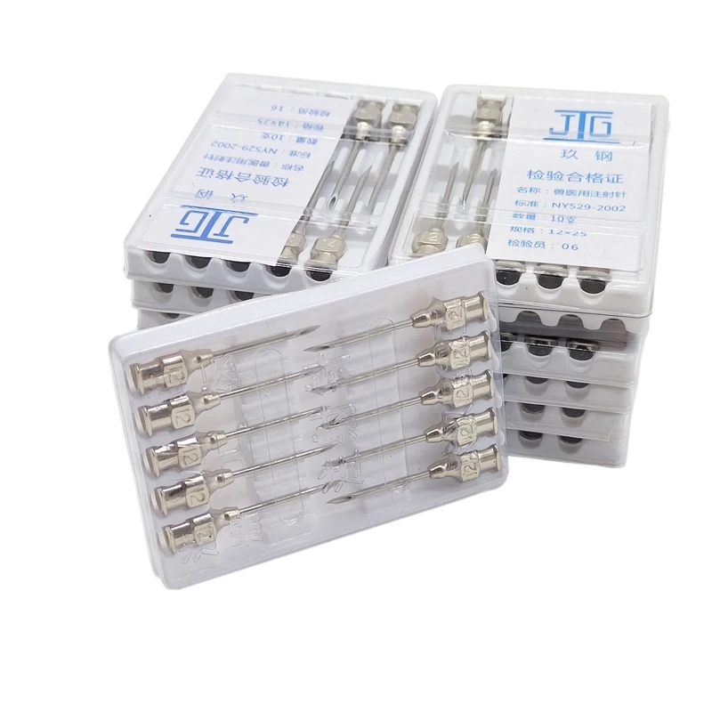 20pcs Farm Animals Injection Needle 304 Stainless Steel Dispensing Needle Syringe Poultry Small Veterinary Supplies