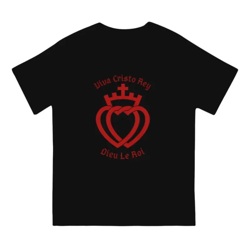 Y2K FSSP ICK SSPX Sacred Heart Viva Cristo Rey Cap T-Shirt Men Cotton Tees Round Neck Short Sleeve Graphic Printed Tops