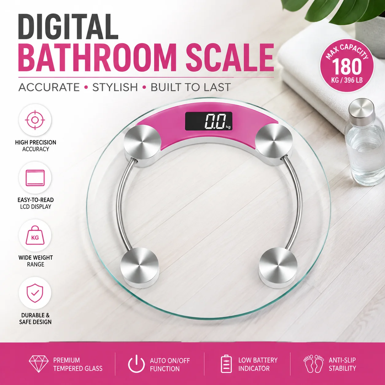 Round Smart Digital Body Weight Scale Tempered Glass High Precision Electronic Bathroom Scale for Adult Home Health Weighing - view 5