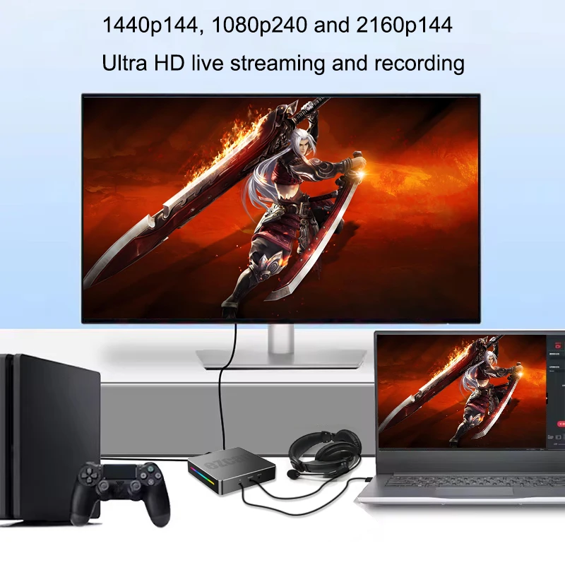 4K 60Hz HDMI 2.1 Displayport DP1.4 Video Capture Card 1080p240 Camera Live Streaming Game Recording Support Audio Mixing VRR HDR