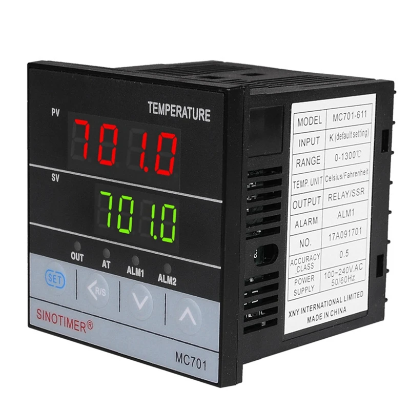 SINOTIMER 2 Set Digital Waterproof PID Temperature Controller K Type PT100 Sensor Input Relay SSR Output, MC901 & MC701