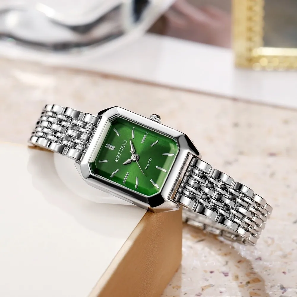 Fashion Stainless Steel Quartz Watches Folding buckle Square Women Wristwatch Quartz Luxury Gift Strap Watch Women