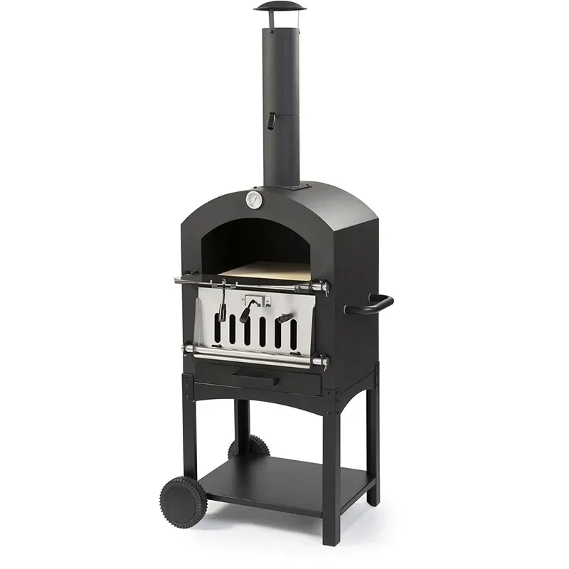 Outdoor 12-inch double-layer pizza stove stainless steel kiln oven hand push dual-purpose pizza