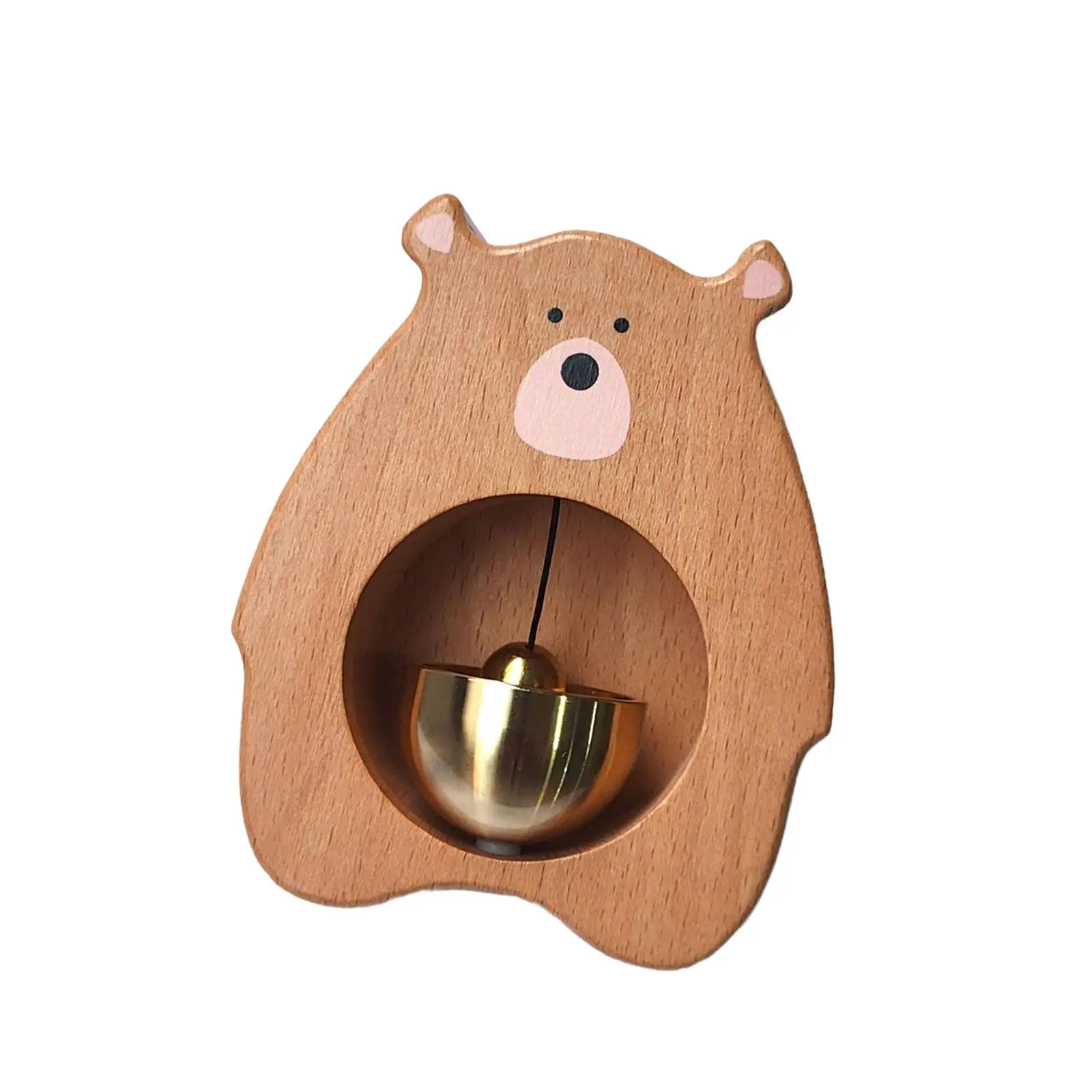 Decorative Wooden Doorbell Magnetic Bear Door Chime Loud Copper Bell for Shopkeepers Entry Alert