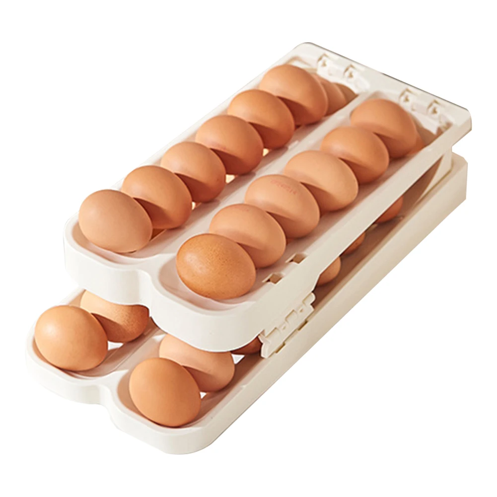 Folding Egg Holder For Refrigerator Automatic Egg Rolling Dispenser Egg Rack Egg Manager Large-Capacity