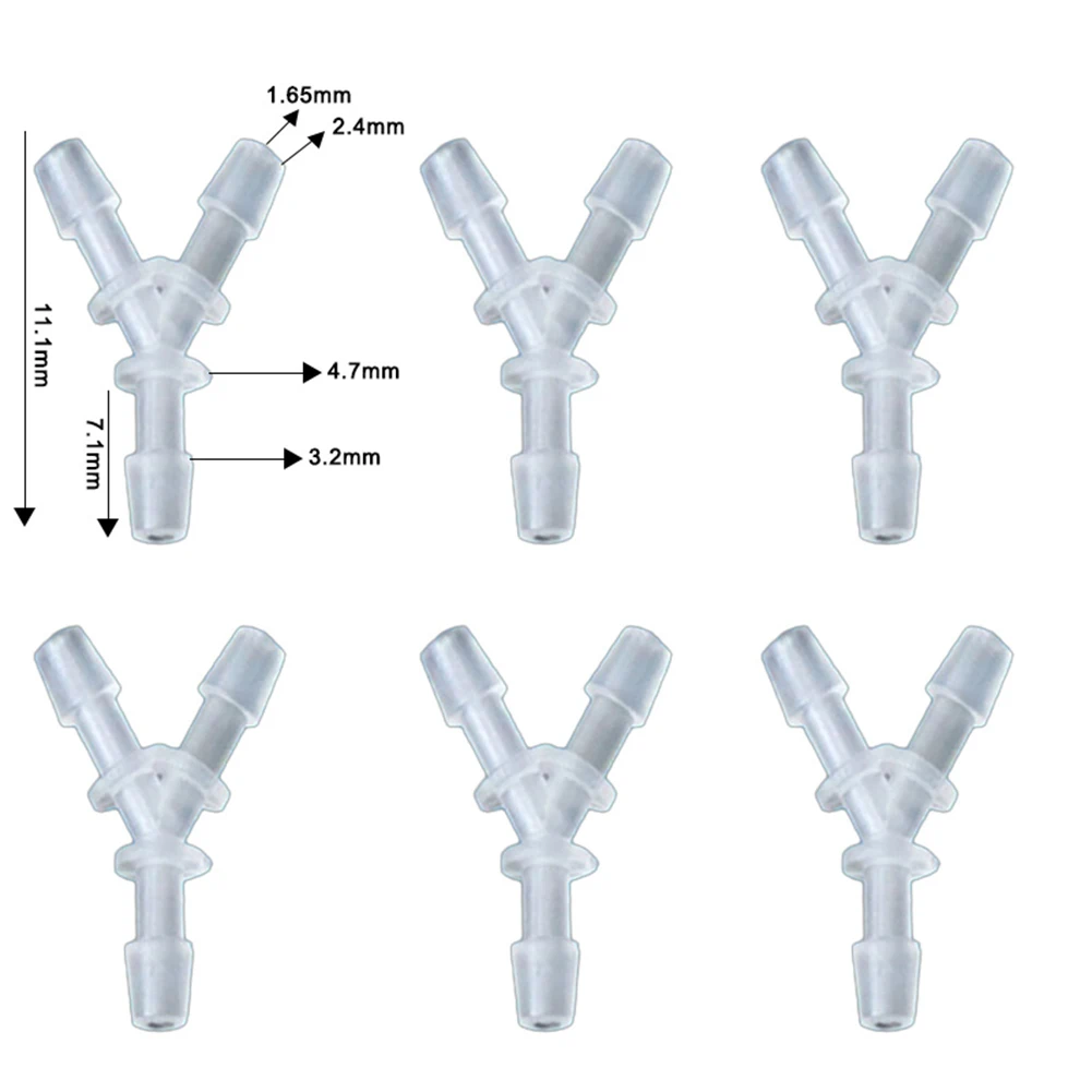 Aquarium Hose Splitter Air Hose Connector Aquarium Temperature Range -40 To 160 C Semictransparent 2.4MM 3.2MM 3.5MM 4.8MM 7.9MM