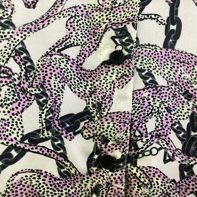 Zadig Vrouwen Zwarte Jurk Mode Zomer Korte Mouw Lange Gewaad Vrouwelijke Chic Print Keten Bloem Luipaard Zijden Shirt Casual Dame Gewaad