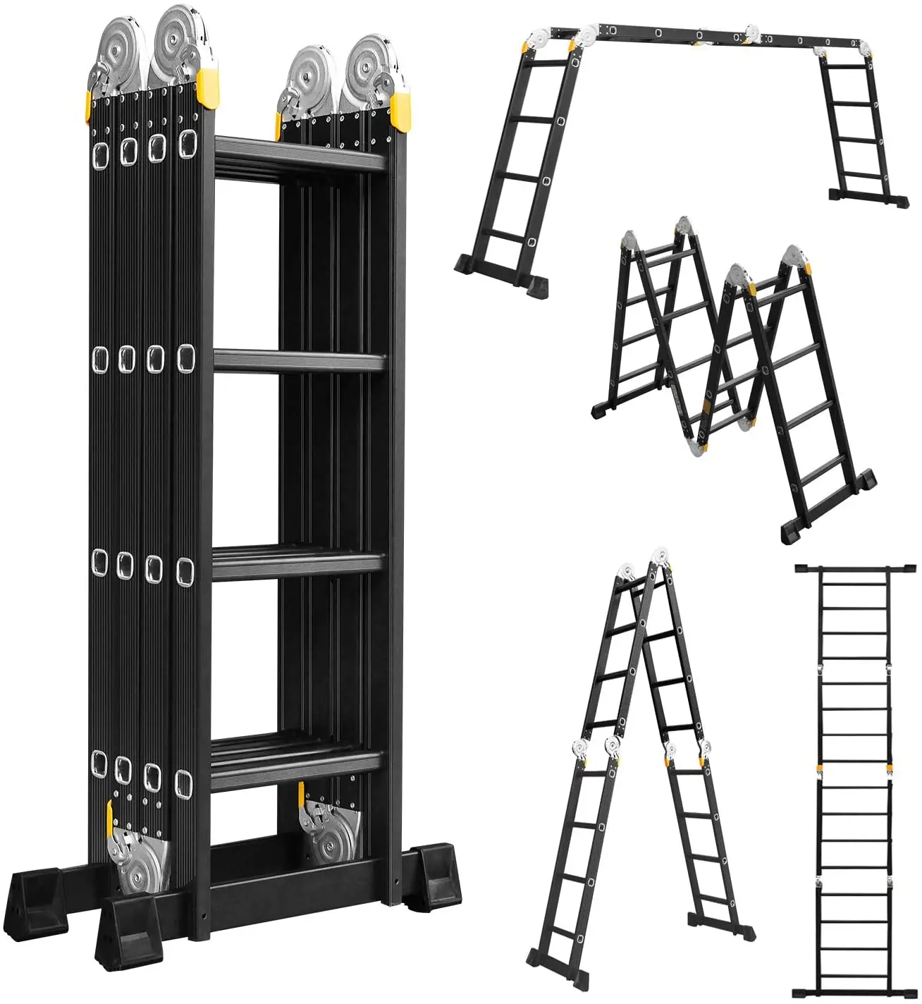 

Multifunctional Joint Ladder 4x4 Steps 6 In 1 Escalera Telescpica Articulada Extension Ladder With Big Hinge 4*4 Rungs