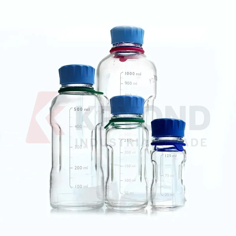 Deutsche Schott Duran YOUTILITY Serumflasche GL45, 125/250/500/1000 ml, Laborreagenzwasser-Glasflasche mit blauem Verschluss