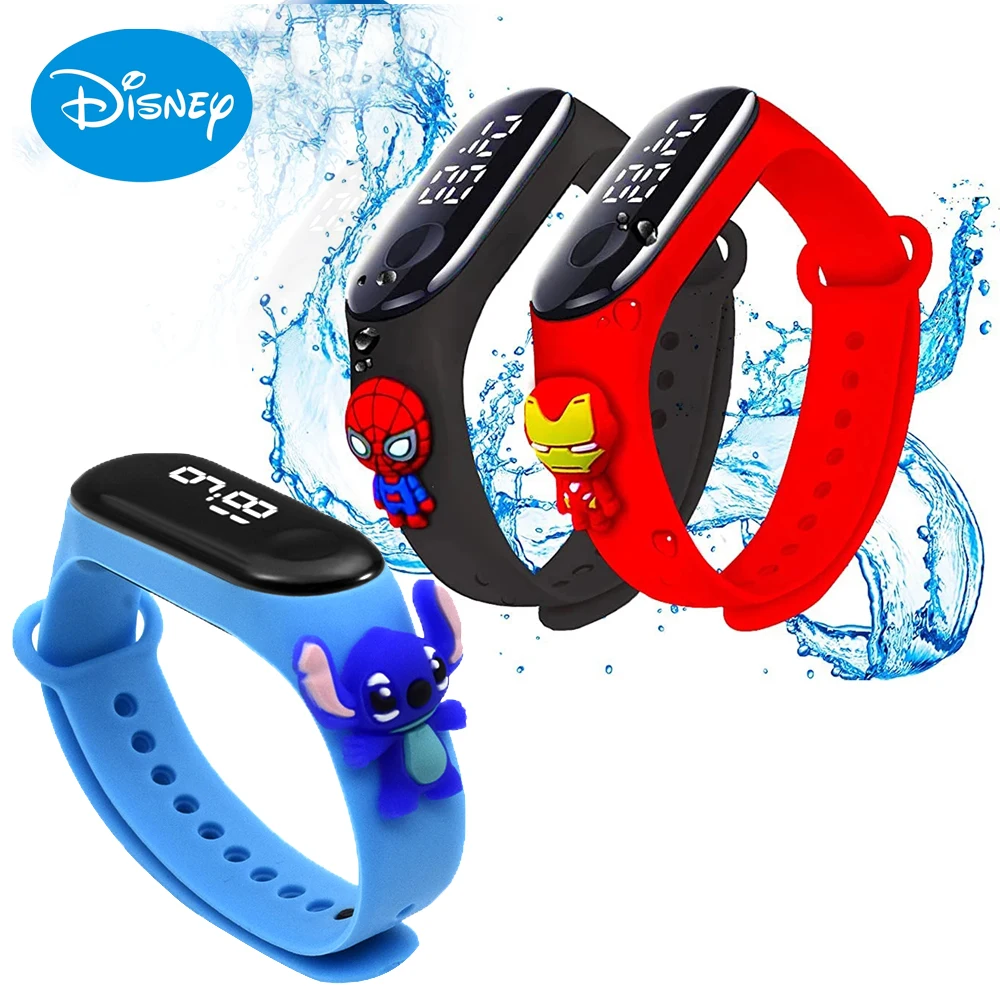 

2024New Disney Mickey Minnie LED Touch Watch Donald Duck Bracelet Watch Student Children Sports Cartoon Electronic Watch Present