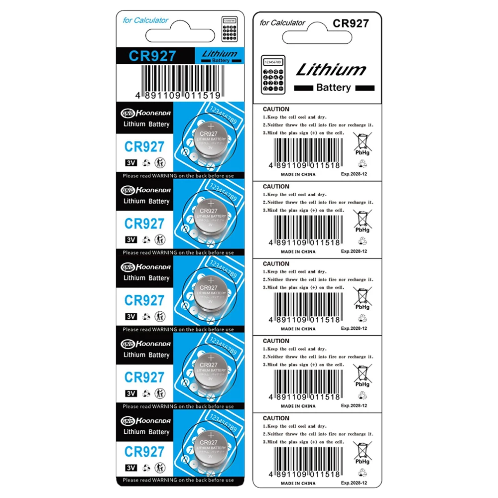 Eunicell 30mAh CR927 Baterias 927 DL927 BR927 ECR927 5011LC 3V Bateria de botão de célula tipo moeda de lítio para brinquedos de controle de relógio