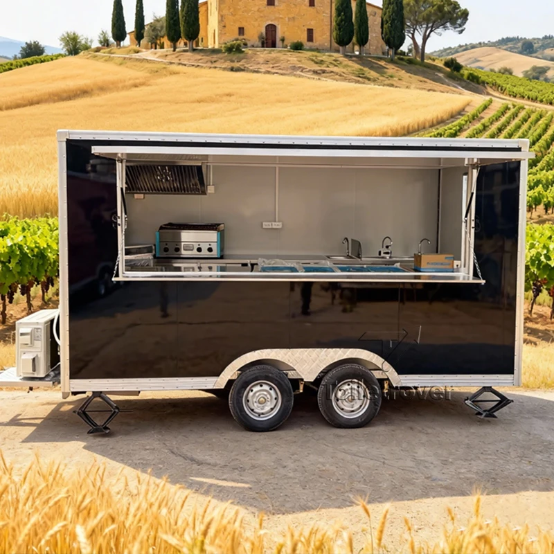 

Commercial Mobile Fast Food Trailer Ice Cream Waffle Crepe Dessert Donut Food Trucks with Full Kitchen and Air Conditioning