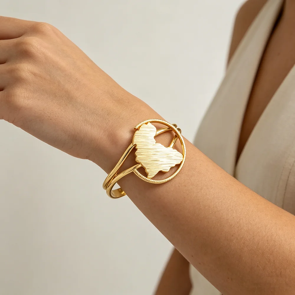 Afrikanisches Goldschmuck-Set 18K Vergoldete Halskette und Ohrringe Armreif Ring Set für Frauen Klassisches Design Clip-Schmuck – Detail 11