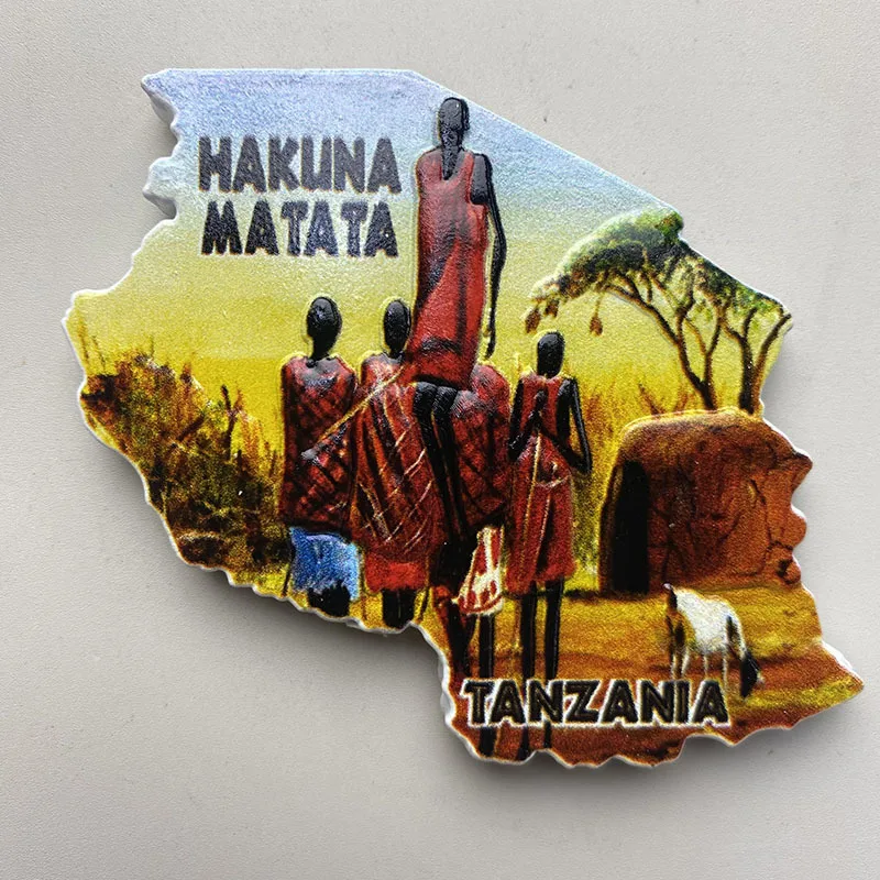 

Tanzania Tourism Souvenir Crafts Creative Cultural 3D Decoration3dHand-painted Fridge Magnets Gift