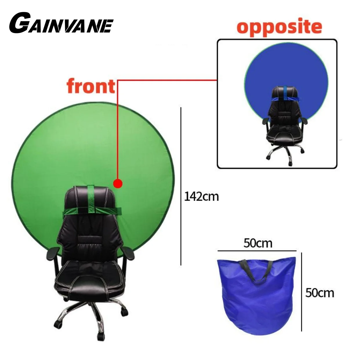 GAINVANE Game Live Chromakey Photography Studio Chair Double Sided Backdrop Background Cloth Green Blue Screen 75/110/142CM