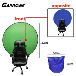GAINVANE Live Streaming Chair Foldable Photography Studio Backdrop Double Sided Background Cloth Green Blue Screen 75/110/142CM