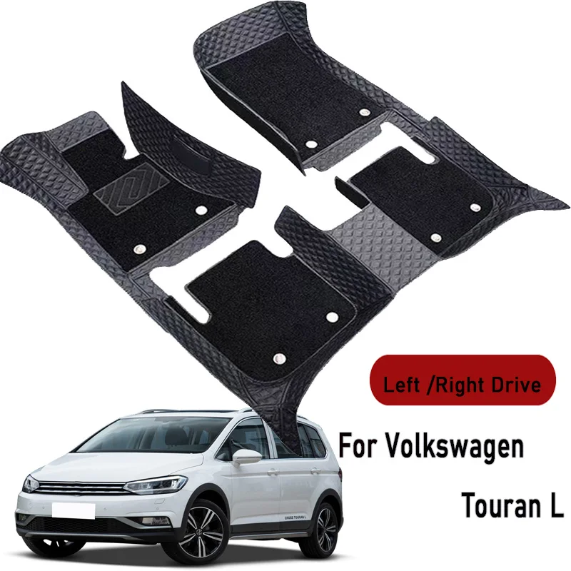 Car floor mats for Volkswagen Touran L 2016 2017 2018-2021 Customauto foot Pads automobile carpet cover interior accessories