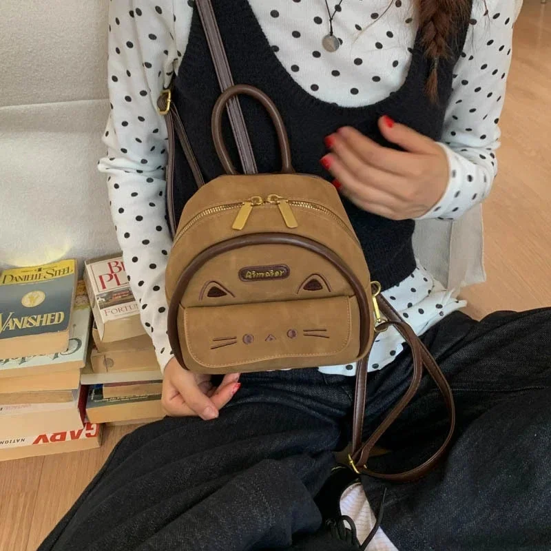 Mochila francesa Vintage de cuero color caramelo, bolso de hombro Convertible multifunción para mujer, viajero, oficina, viaje, regalo elegante diario