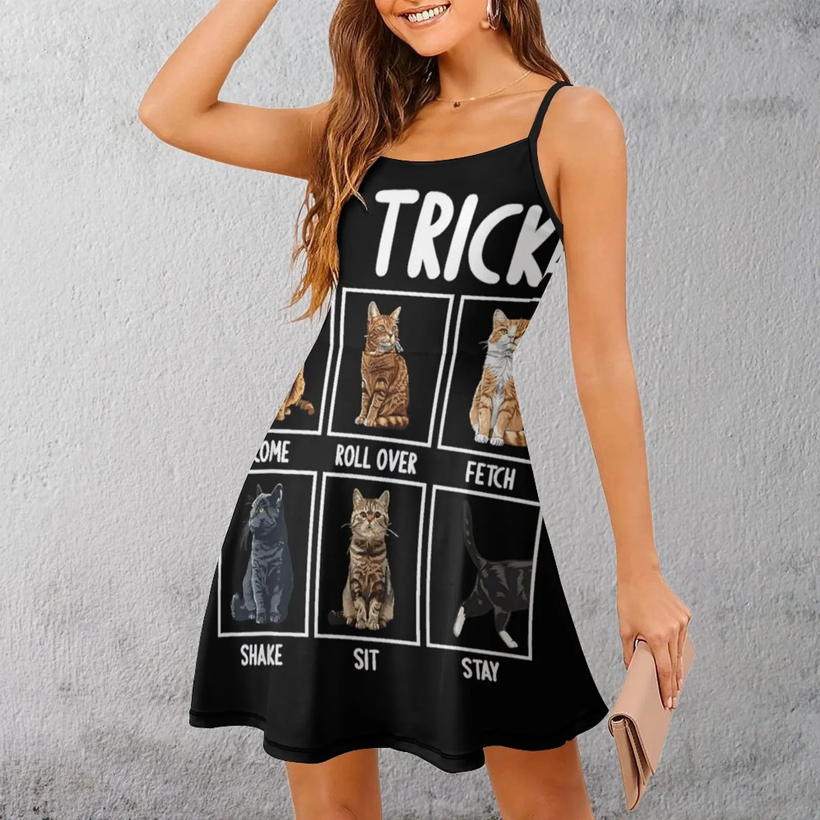 

Exotic Woman's Dress Dresses CAT TRICKS GUIDE Women's Sling Dress Creative Parties Funny